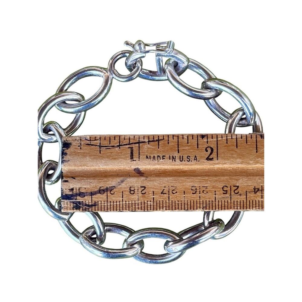 Vintage Peruvian 950 Sterling Silver Heavy Chain Link Bracelet 40g - Picture 9 of 13